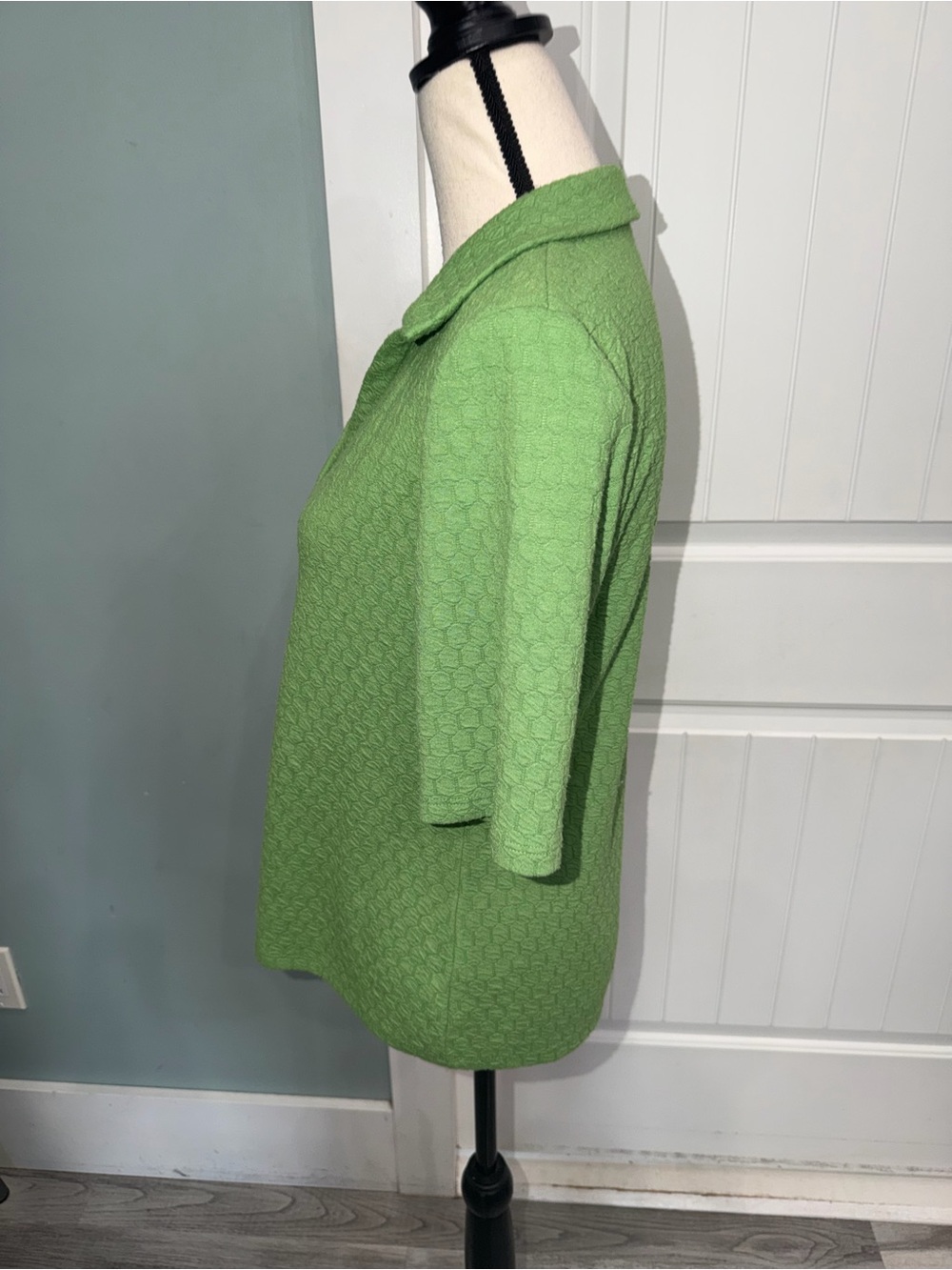 Kim & Cami Women's Green Textured Collared Short Sleeve Polo Shirt size large - Picture 4 of 7